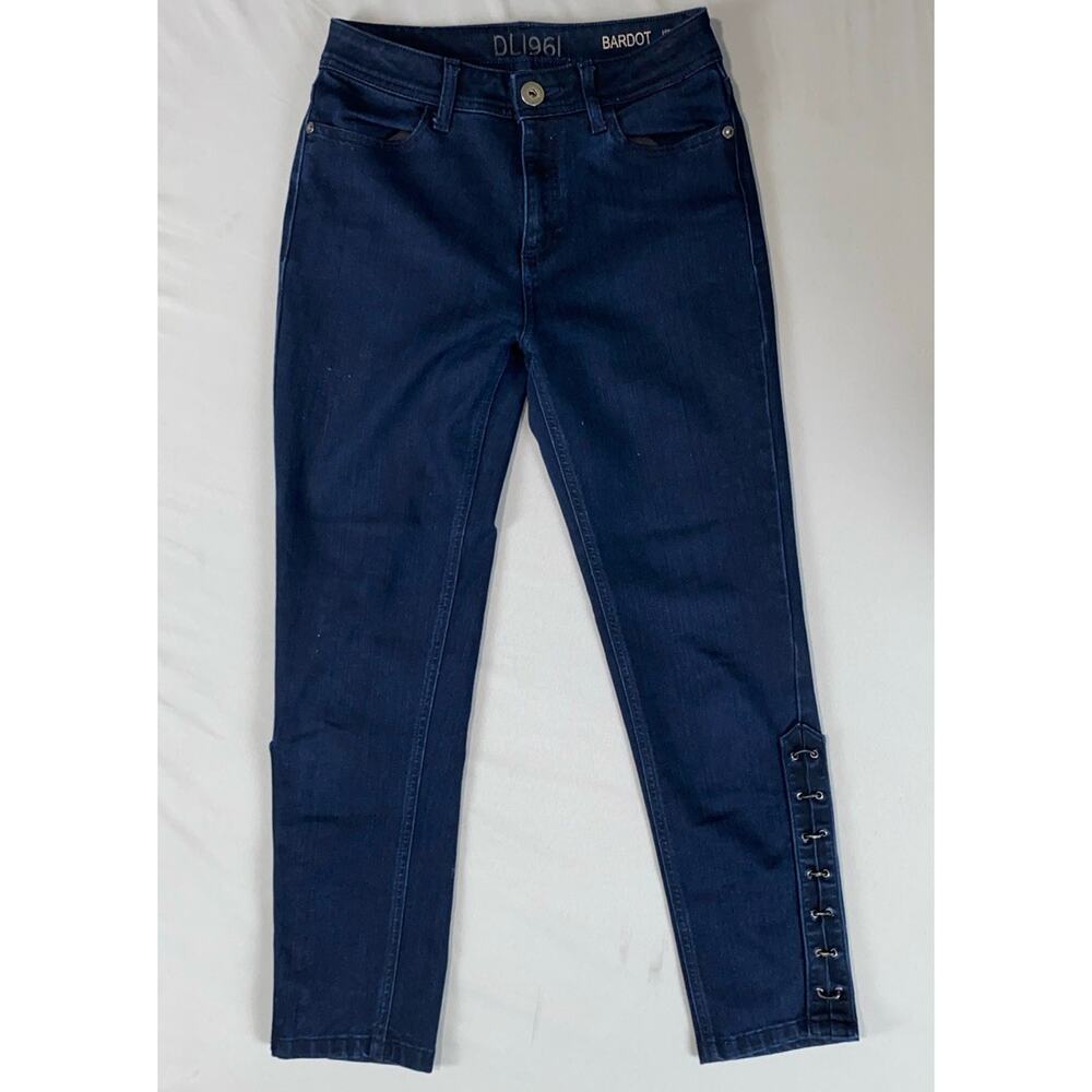 DL1961 Bardot High Rise Crop Soft Stretch Jeans w/ Tie Cuffs. Women's 25, EUC!